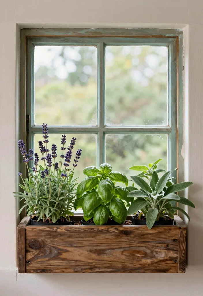 16 Kitchen Window Shelf Ideas With Practical Charm 10 16 Kitchen Window Shelf Ideas With Practical Charm - 10. Herb Garden in a Vintage Window Frame 1