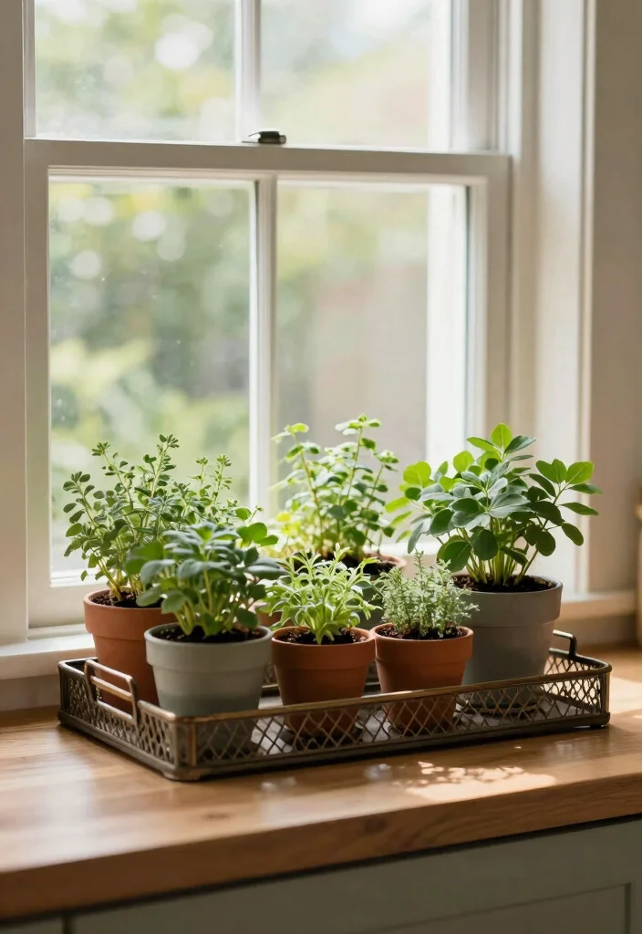16 Kitchen Window Shelf Ideas With Practical Charm 11 16 Kitchen Window Shelf Ideas With Practical Charm - 11. Chic Tray Display for Herbs 1