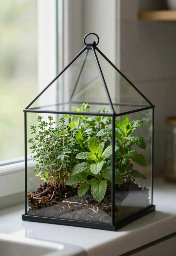 16 Kitchen Window Shelf Ideas With Practical Charm 12 16 Kitchen Window Shelf Ideas With Practical Charm - 12. Glass Terrarium Herb Garden 1