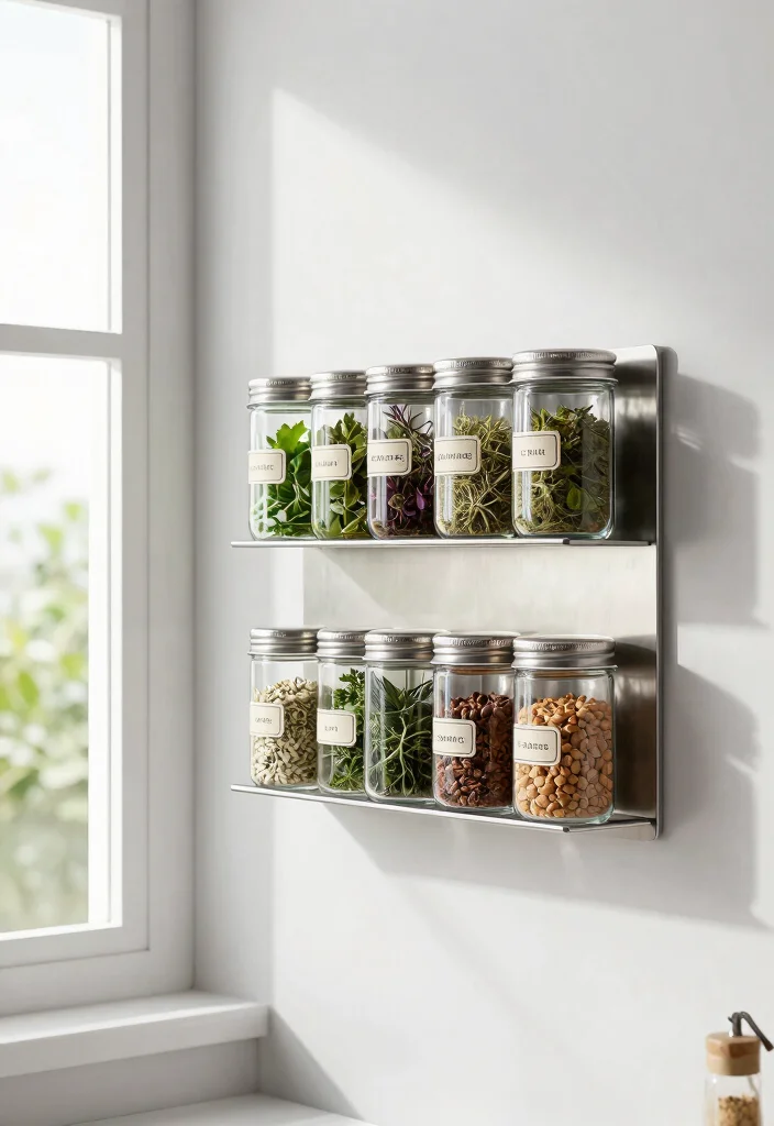16 Kitchen Window Shelf Ideas With Practical Charm 5 16 Kitchen Window Shelf Ideas With Practical Charm - 5. Magnetic Spice and Herb Rack 1