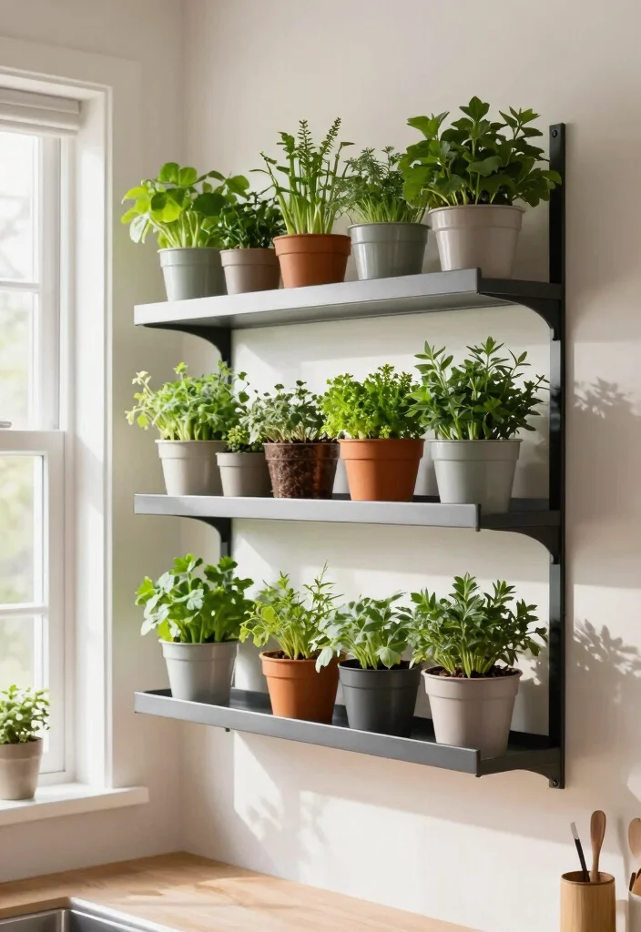 16 Kitchen Window Shelf Ideas With Practical Charm 8 16 Kitchen Window Shelf Ideas With Practical Charm - 8. Wall-Mounted Shelf with Herb Labels 1