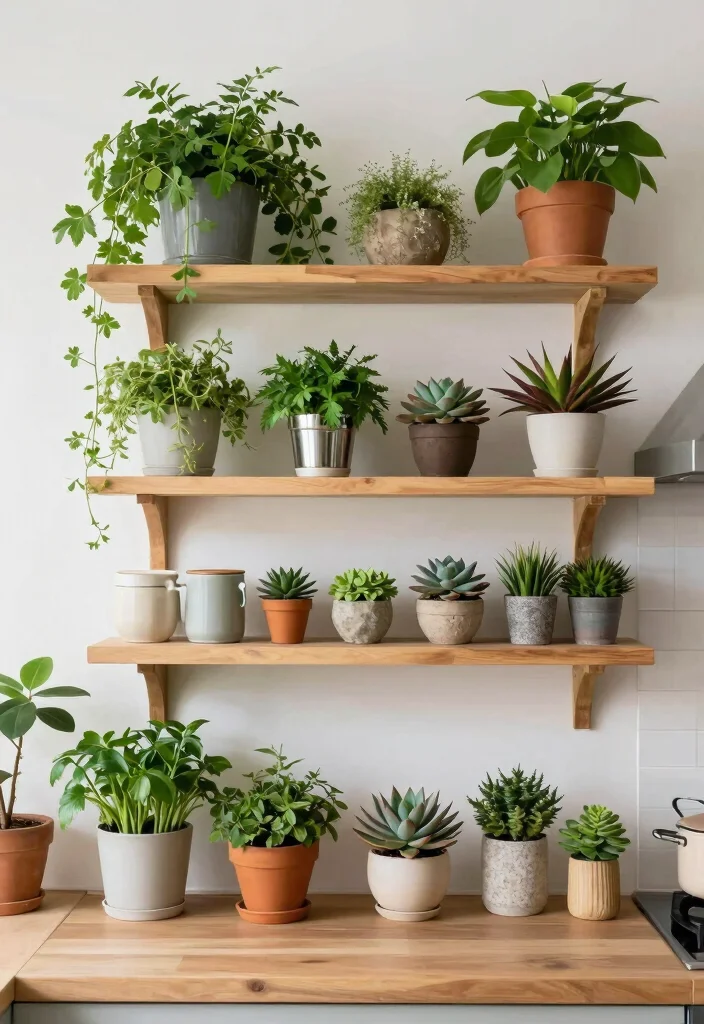 16 Kitchen With Shelves Ideas That Showcase Style 13 16 Kitchen With Shelves Ideas That Showcase Style - 13. Styled with Plants for a Natural Touch 1