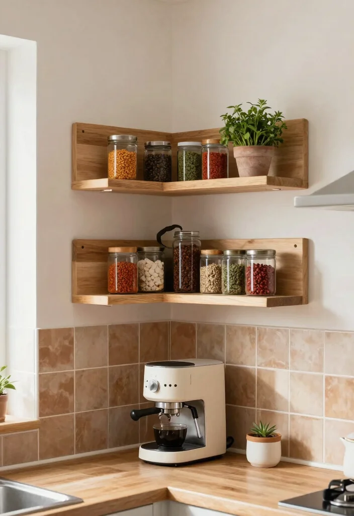 16 Kitchen With Shelves Ideas That Showcase Style 2 16 Kitchen With Shelves Ideas That Showcase Style - 2. Corner Shelves to Maximize Space 1