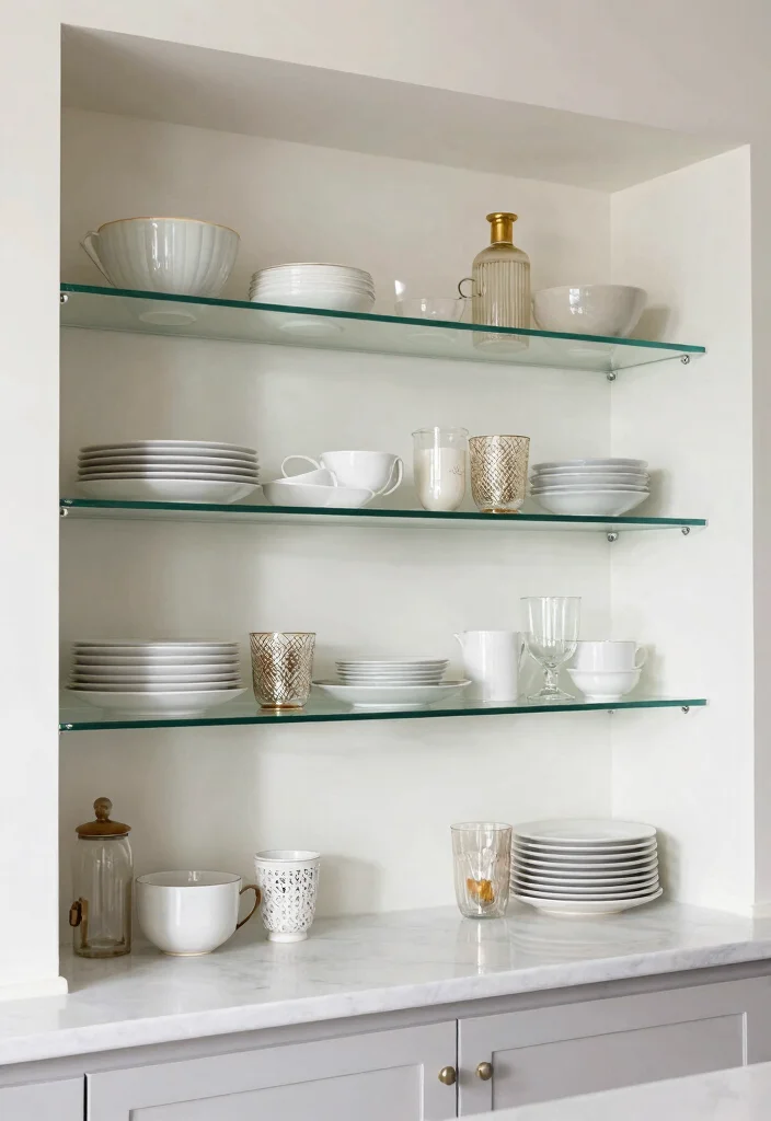 16 Kitchen With Shelves Ideas That Showcase Style 9 16 Kitchen With Shelves Ideas That Showcase Style - 9. Glass Shelves for a Modern Touch 1