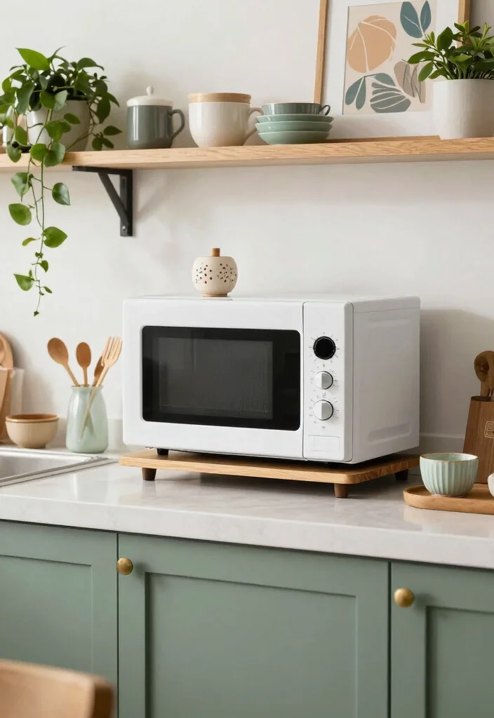 16 Microwave Ideas in Kitchen That Save Space Smartly 16 16 Microwave Ideas in Kitchen That Save Space Smartly - 16. Above-Counter Display 1