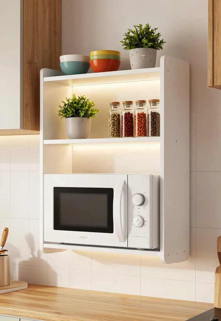 16 Microwave Ideas in Kitchen That Save Space Smartly 4 16 Microwave Ideas in Kitchen That Save Space Smartly - 4. Wall-Mounted Microwave Cabinets 1