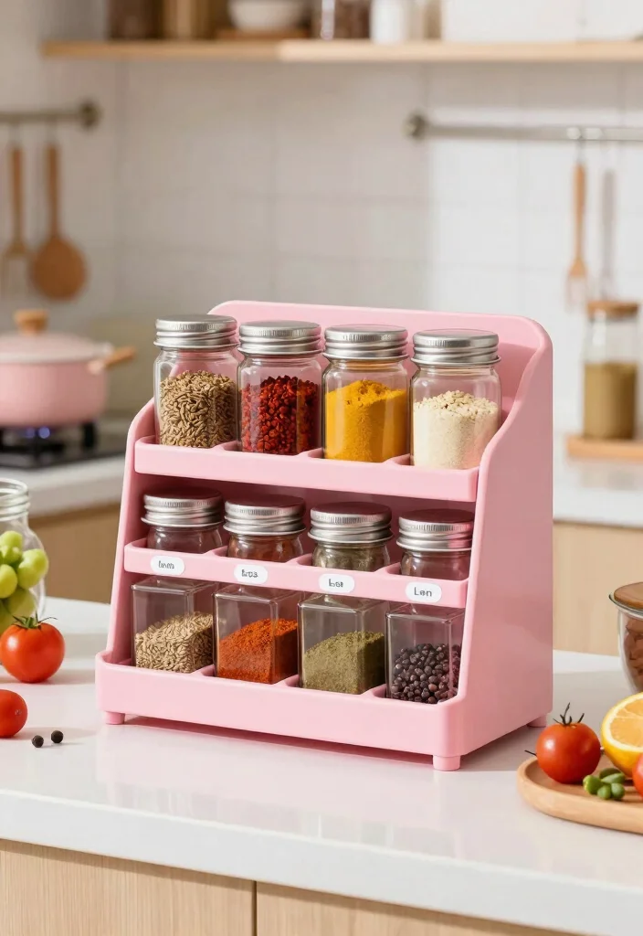 16 Pink Kitchen Appliances Ideas With Playful Pop 12 16 Pink Kitchen Appliances Ideas With Playful Pop - 12. Pink Spice Rack 1