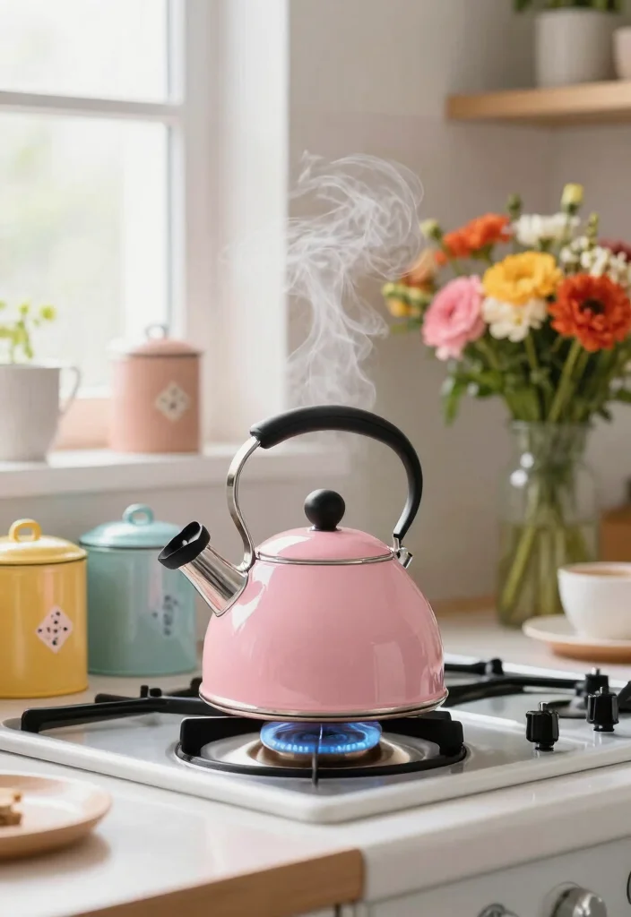16 Pink Kitchen Appliances Ideas With Playful Pop 3 16 Pink Kitchen Appliances Ideas With Playful Pop - 3. Classic Pink Kettle 1