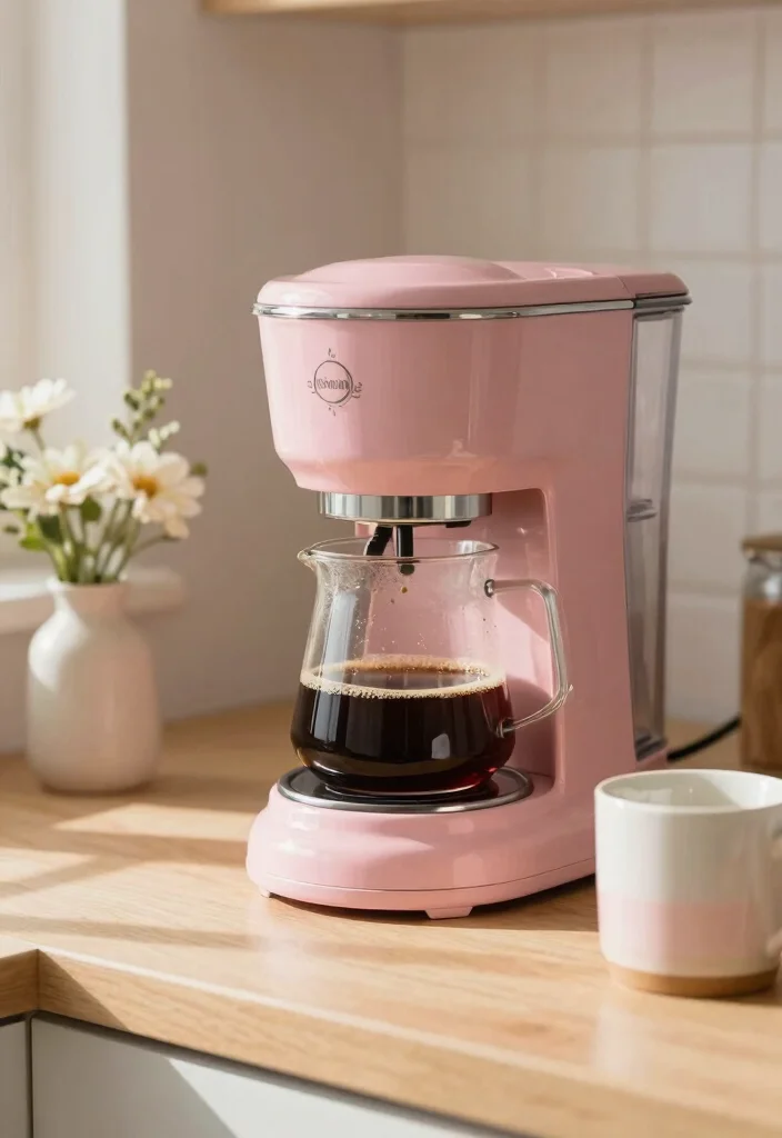 16 Pink Kitchen Appliances Ideas With Playful Pop 5 16 Pink Kitchen Appliances Ideas With Playful Pop - 5. Vintage Pink Coffee Maker 1