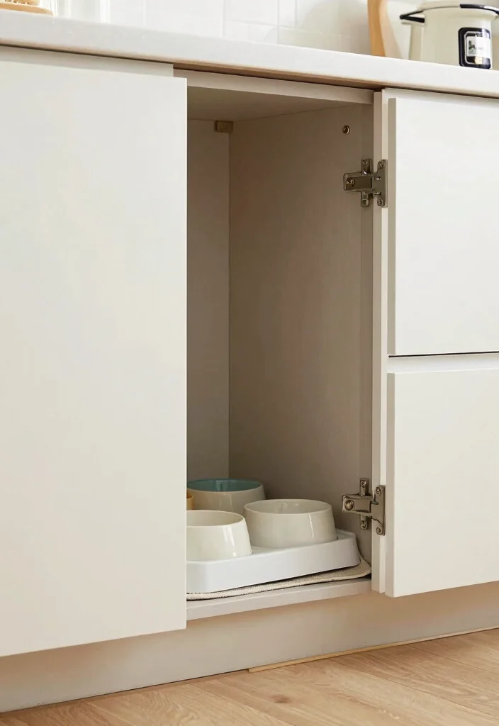 16 Pocket Door Kitchen Ideas That Save Space 10 16 Pocket Door Kitchen Ideas That Save Space - 10. Pet Feeding Station 1