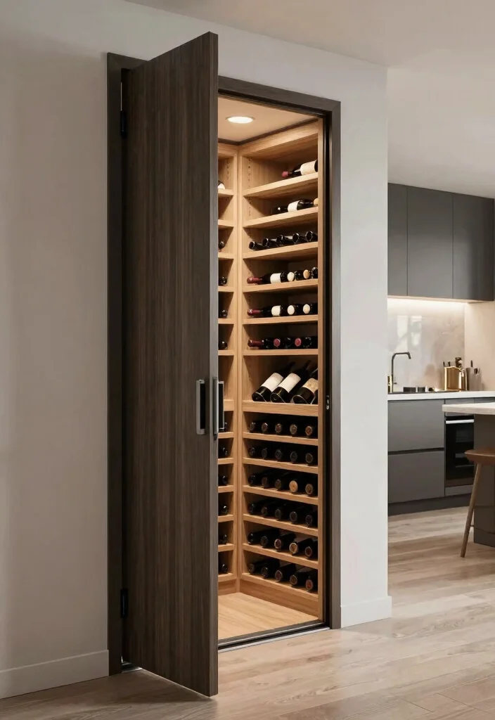 16 Pocket Door Kitchen Ideas That Save Space 15 16 Pocket Door Kitchen Ideas That Save Space - 15. Elegant Wine Cellar Access 1