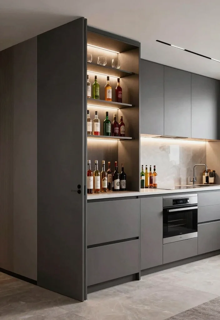 16 Pocket Door Kitchen Ideas That Save Space 5 16 Pocket Door Kitchen Ideas That Save Space - 5. Stylish Bar Area 1