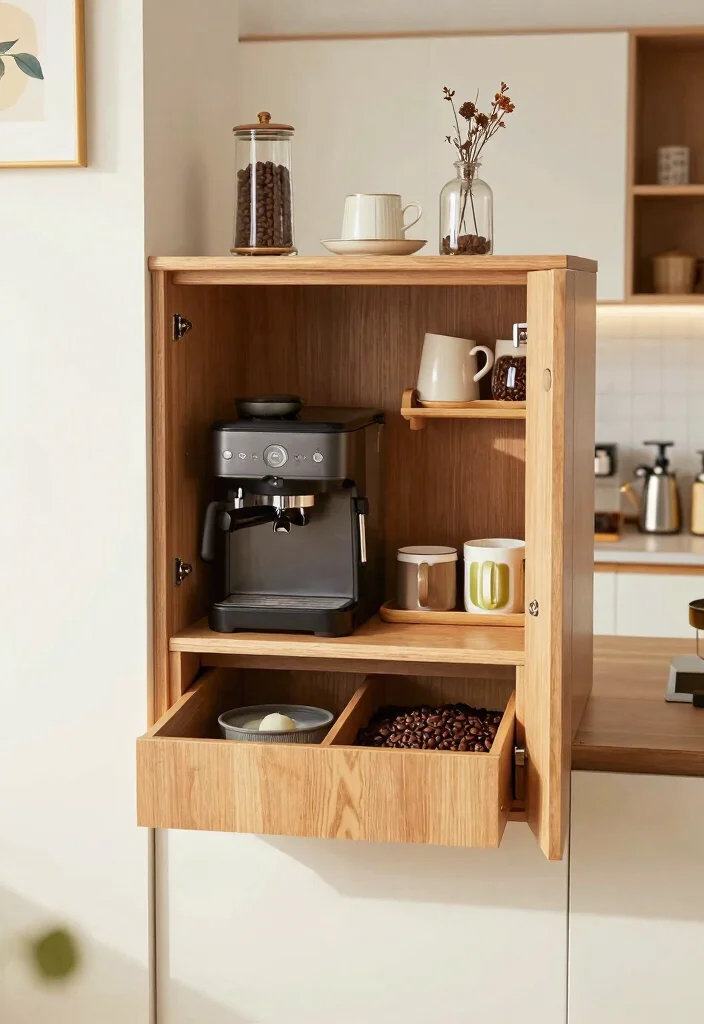 16 Pocket Door Kitchen Ideas That Save Space 8 16 Pocket Door Kitchen Ideas That Save Space - 8. Smart Coffee Station 1