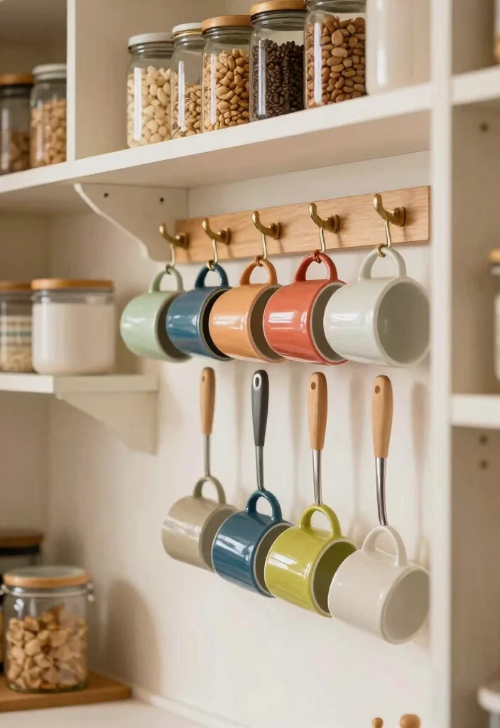 16 Small Kitchen Pantry Ideas That Feel Surprisingly Spacious 15 16 Small Kitchen Pantry Ideas That Feel Surprisingly Spacious - 15. Hooks for Mugs and Utensils 1