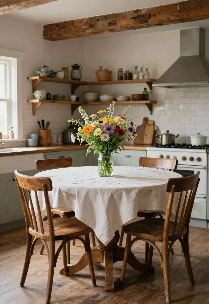 16 Small Round Kitchen Table Ideas With Intimate Style 1 16 Small Round Kitchen Table Ideas With Intimate Style - 1. Distressed Charm 1