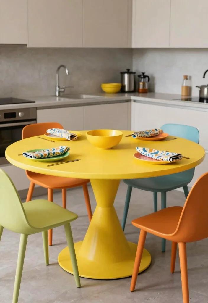 16 Small Round Kitchen Table Ideas With Intimate Style 14 16 Small Round Kitchen Table Ideas With Intimate Style - 14. Bright and Bold 1