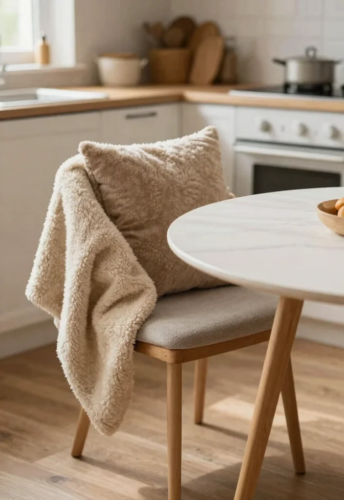 16 Small Round Kitchen Table Ideas With Intimate Style 16 16 Small Round Kitchen Table Ideas With Intimate Style - 16. Cozy Blanket & Chair 1