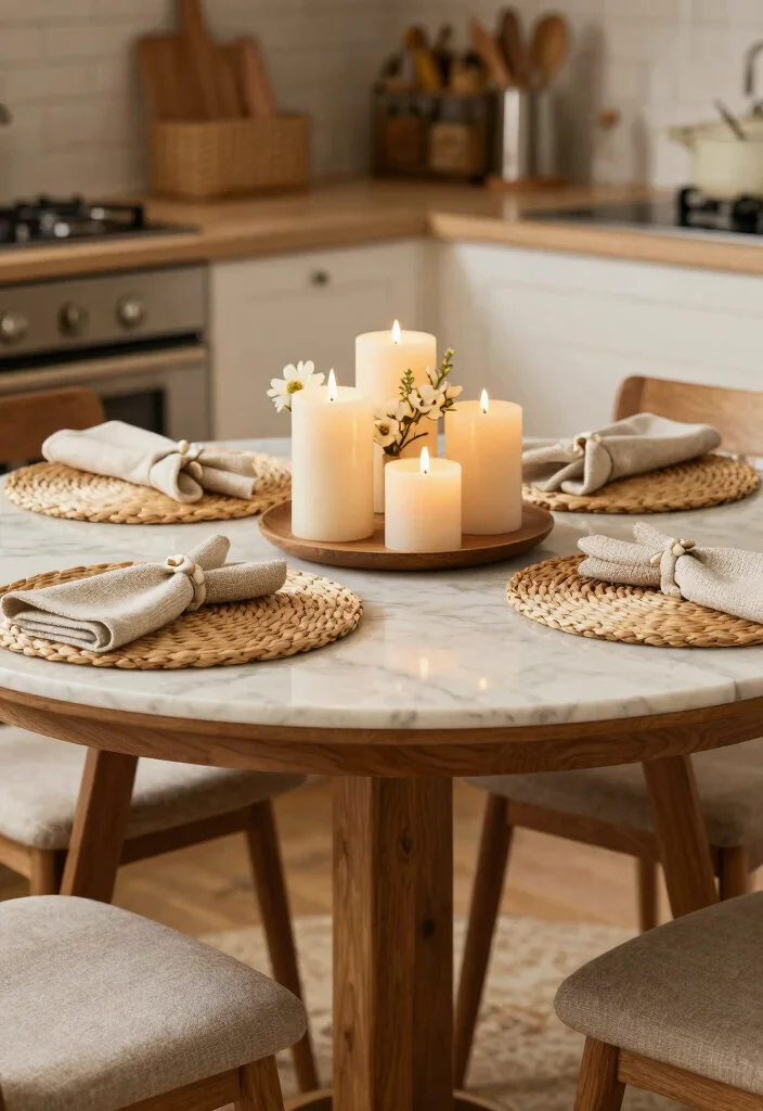 16 Small Round Kitchen Table Ideas With Intimate Style 7 16 Small Round Kitchen Table Ideas With Intimate Style - 7. Textured Layers 1