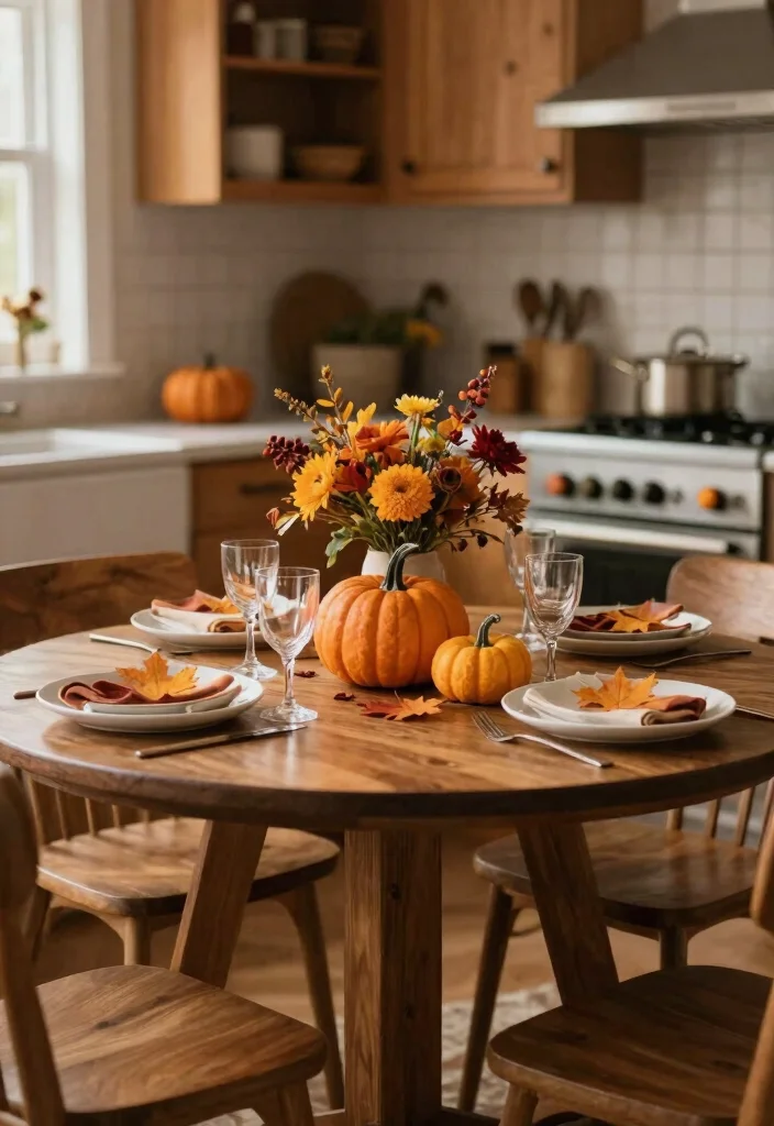 16 Small Round Kitchen Table Ideas With Intimate Style 9 16 Small Round Kitchen Table Ideas With Intimate Style - 9. Seasonal Decor 1