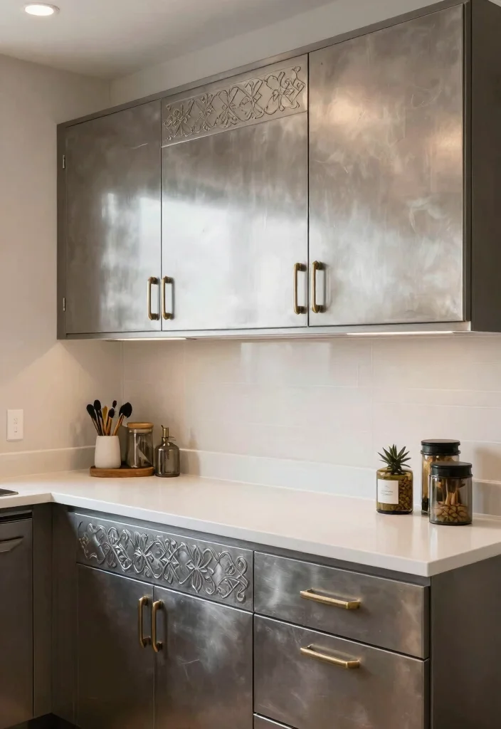 16 Steel Kitchen Cabinets Ideas With Industrial Edge 14 16 Steel Kitchen Cabinets Ideas With Industrial Edge - 14. Steel Cabinets with Decorative Accents 1