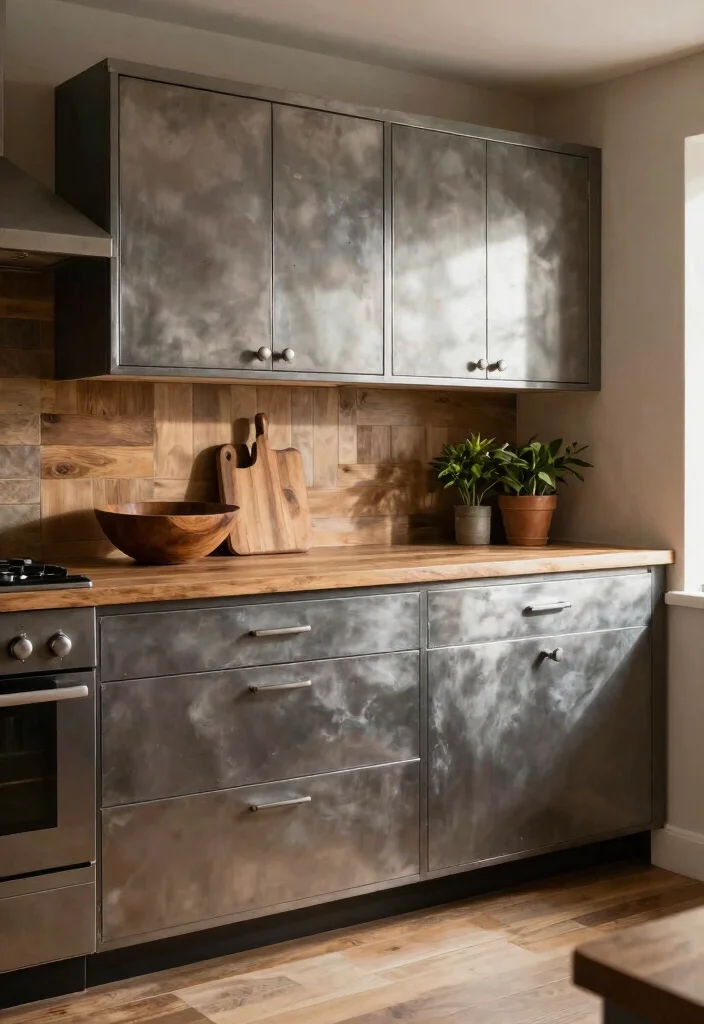16 Steel Kitchen Cabinets Ideas With Industrial Edge 8 16 Steel Kitchen Cabinets Ideas With Industrial Edge - 8. Combination of Metal and Wood 1