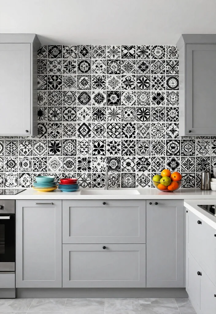 16 Tile Stickers Kitchen Ideas With Budget Friendly Refresh 4 16 Tile Stickers Kitchen Ideas With Budget Friendly Refresh - 4. Bold Monochrome 1