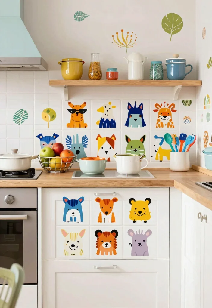 16 Tile Stickers Kitchen Ideas With Budget Friendly Refresh 5 16 Tile Stickers Kitchen Ideas With Budget Friendly Refresh - 5. Playful Patterns for Kids 1