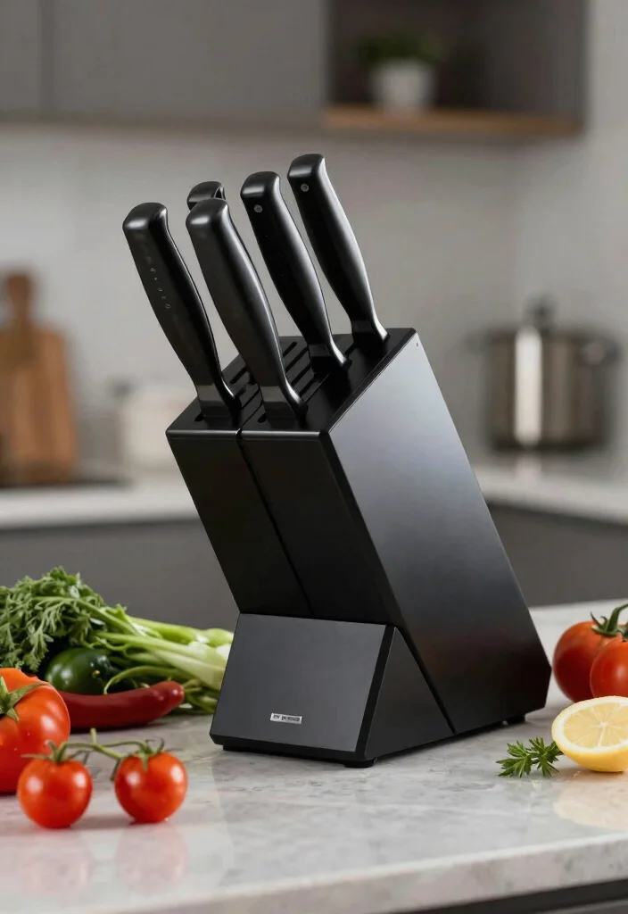 17 Black Kitchen Accessories Ideas With Bold Touch - 6. Elegant Black Knives 1
