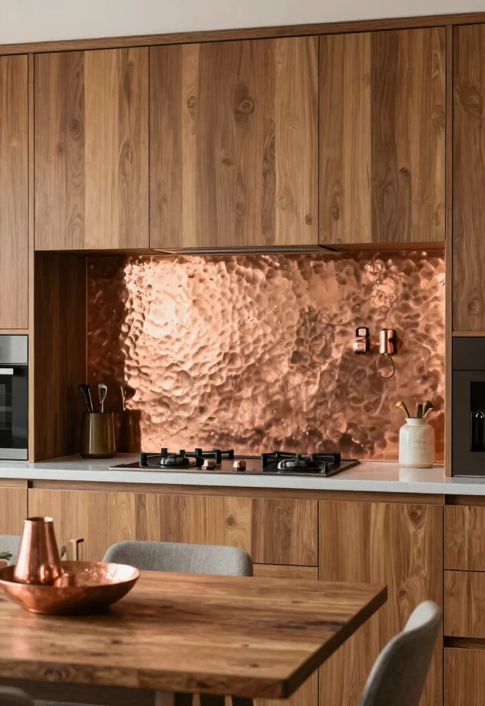 17 Copper Splashback Kitchen Ideas With Warm Shine 1 17 Copper Splashback Kitchen Ideas With Warm Shine - 1. The Timeless Charm of Hammered Copper 1