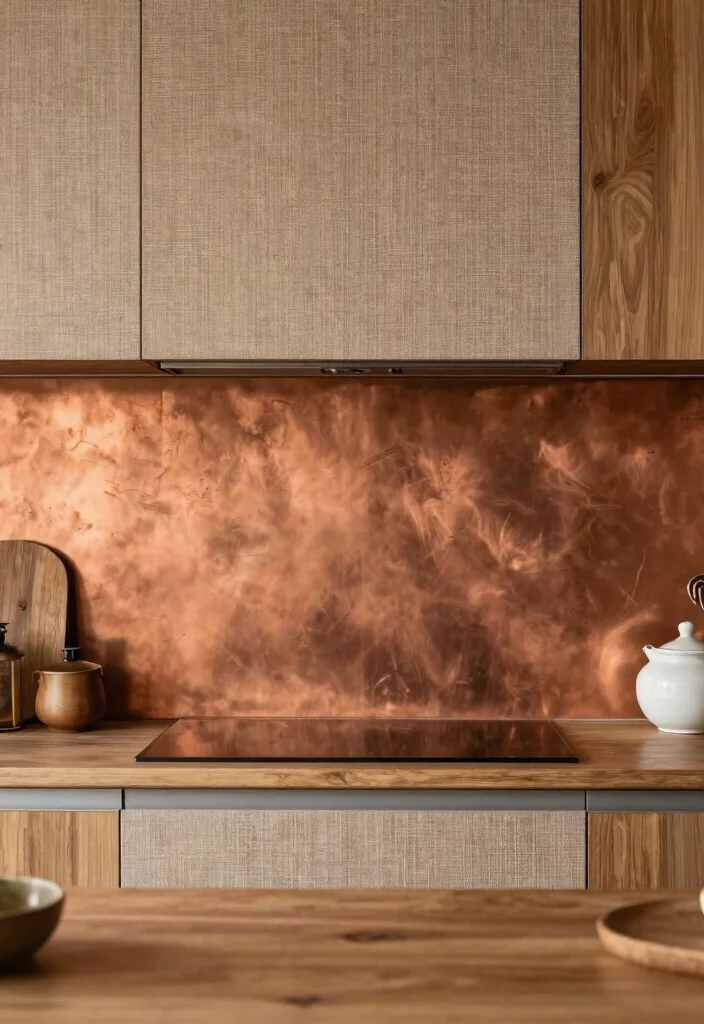 17 Copper Splashback Kitchen Ideas With Warm Shine 13 17 Copper Splashback Kitchen Ideas With Warm Shine - 13. The Impact of Textures in Kitchen Design 1