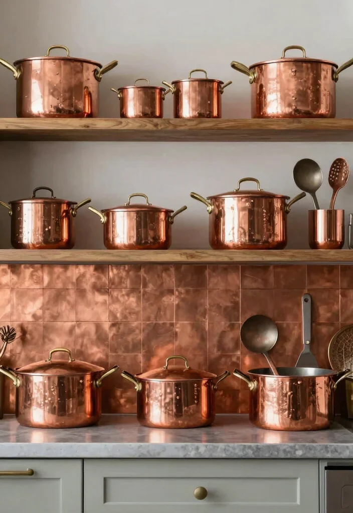 17 Copper Splashback Kitchen Ideas With Warm Shine 6 17 Copper Splashback Kitchen Ideas With Warm Shine - 6. Incorporating Copper Accessories 1
