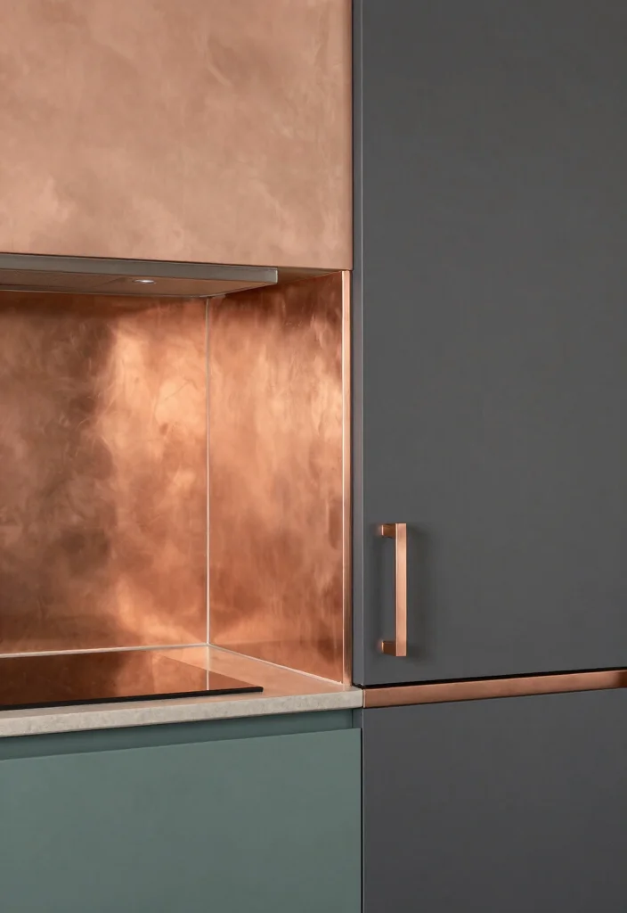 17 Copper Splashback Kitchen Ideas With Warm Shine 7 17 Copper Splashback Kitchen Ideas With Warm Shine - 7. Matte vs. Shiny: The Great Debate 1