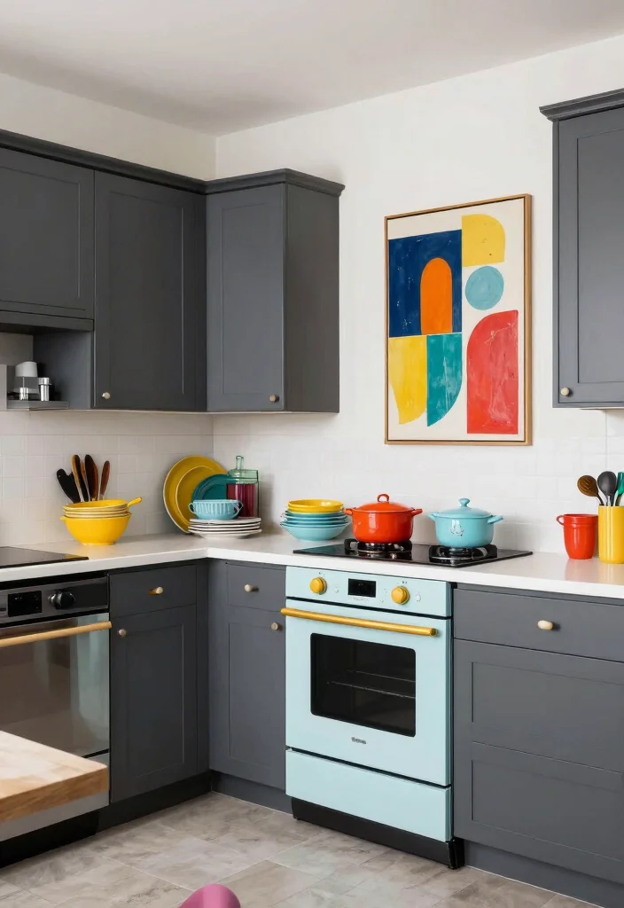 17 Dark Grey Cabinets Kitchen Ideas With Modern Edge 10 17 Dark Grey Cabinets Kitchen Ideas With Modern Edge - 10. Contrast with Bright Accents 1
