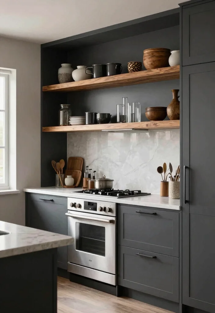 17 Dark Grey Cabinets Kitchen Ideas With Modern Edge 11 17 Dark Grey Cabinets Kitchen Ideas With Modern Edge - 11. Mix of Textures 1