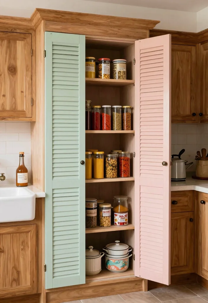 17 Kitchen Pantry Doors Ideas With Stylish Function 5 17 Kitchen Pantry Doors Ideas With Stylish Function - 5. Vintage Shutter Style 1