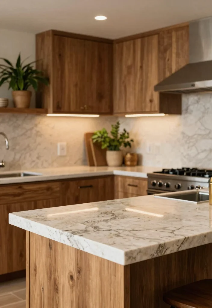 17 Kitchen Quartz Countertops Ideas With Durable Beauty 12 17 Kitchen Quartz Countertops Ideas With Durable Beauty - 12. Quartz with Natural Stone Looks 1