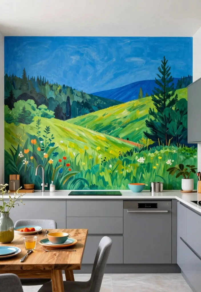 17 Kitchen With Wallpaper Ideas That Add Personality 10 17 Kitchen With Wallpaper Ideas That Add Personality - 10. Artistic Murals 1