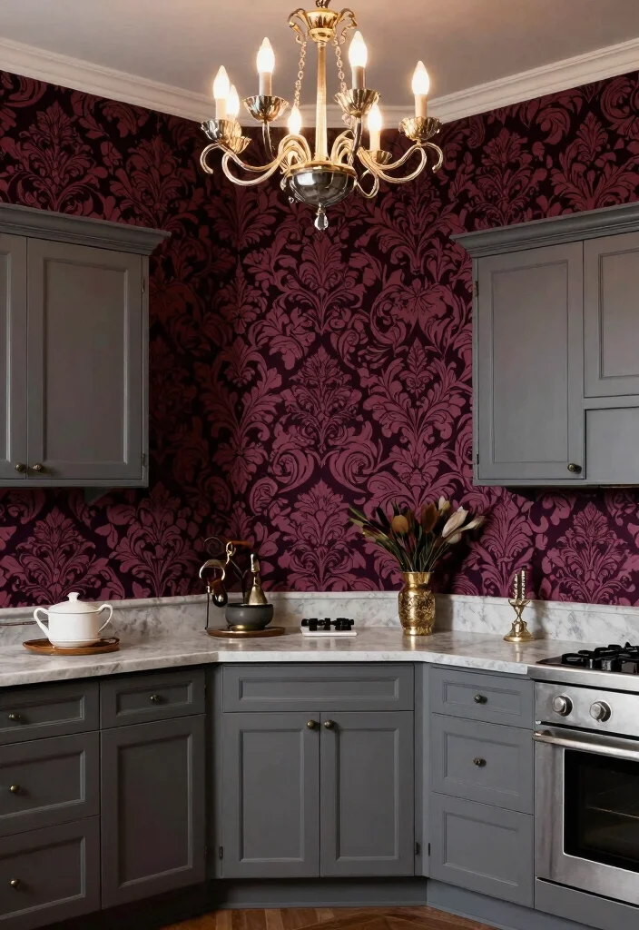 17 Kitchen With Wallpaper Ideas That Add Personality 16 17 Kitchen With Wallpaper Ideas That Add Personality - 16. Elegant Damask Patterns 1