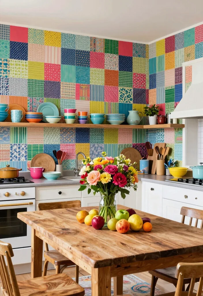 17 Kitchen With Wallpaper Ideas That Add Personality 17 17 Kitchen With Wallpaper Ideas That Add Personality - 17. Colorful Patchwork 1