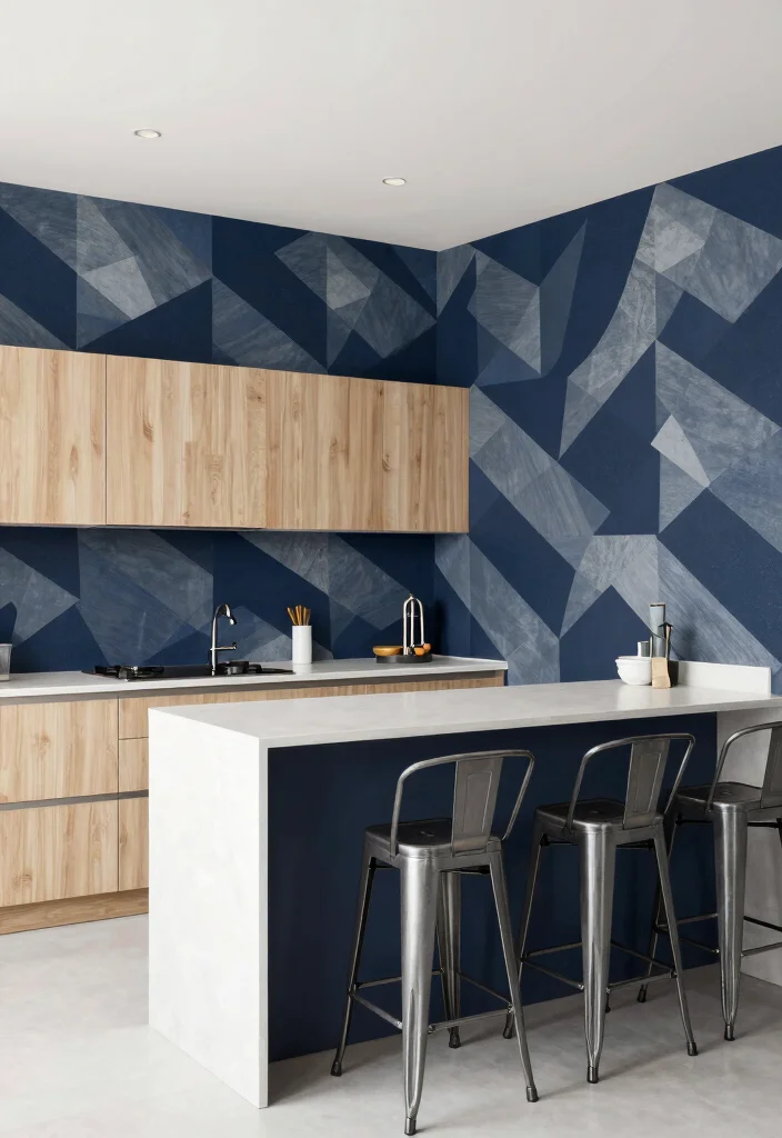 17 Kitchen With Wallpaper Ideas That Add Personality 3 17 Kitchen With Wallpaper Ideas That Add Personality - 3. Geometric Patterns 1