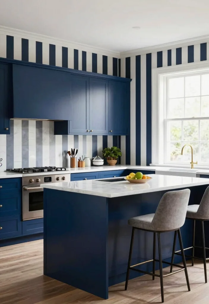 17 Kitchen With Wallpaper Ideas That Add Personality 6 17 Kitchen With Wallpaper Ideas That Add Personality - 6. Classic Stripes 1