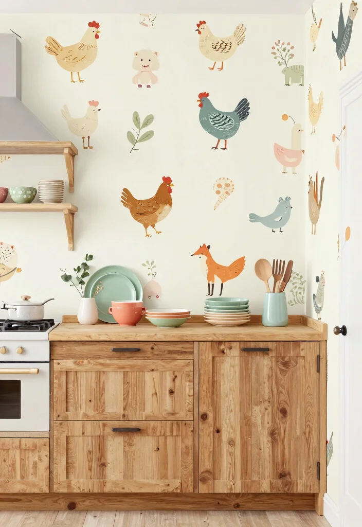 17 Kitchen With Wallpaper Ideas That Add Personality 7 17 Kitchen With Wallpaper Ideas That Add Personality - 7. Whimsical Animal Prints 1
