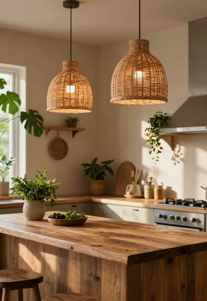 17 Large Pendant Lights Over Kitchen Island Ideas That Make a Statement 11 17 Large Pendant Lights Over Kitchen Island Ideas That Make a Statement - 11. Farmhouse Chic with Woven Pendants 1