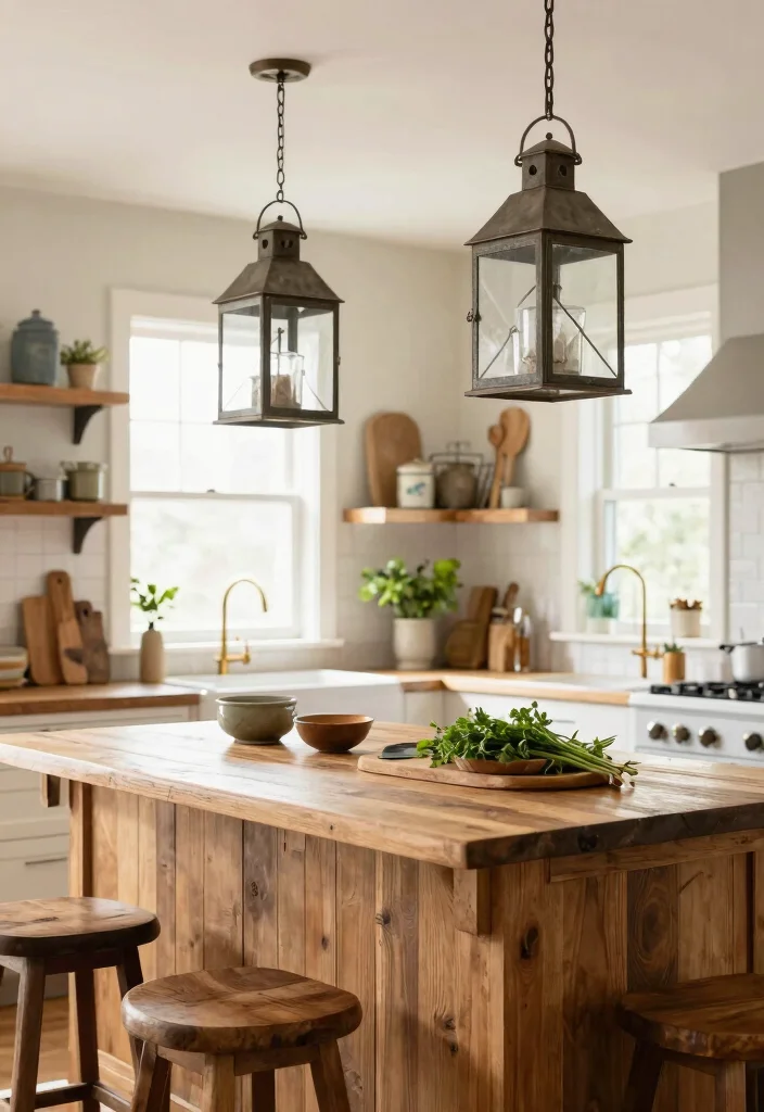 17 Large Pendant Lights Over Kitchen Island Ideas That Make a Statement 15 17 Large Pendant Lights Over Kitchen Island Ideas That Make a Statement - 15. Farmhouse Lanterns for Warmth 1
