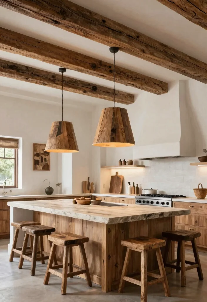 17 Large Pendant Lights Over Kitchen Island Ideas That Make a Statement 3 17 Large Pendant Lights Over Kitchen Island Ideas That Make a Statement - 3. Rustic Wooden Beams with Pendant Lighting 1
