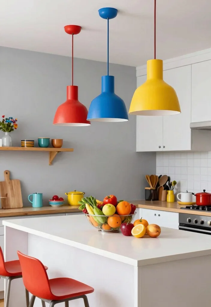 17 Large Pendant Lights Over Kitchen Island Ideas That Make a Statement 5 17 Large Pendant Lights Over Kitchen Island Ideas That Make a Statement - 5. Colorful Pendant Lights for a Playful Vibe 1