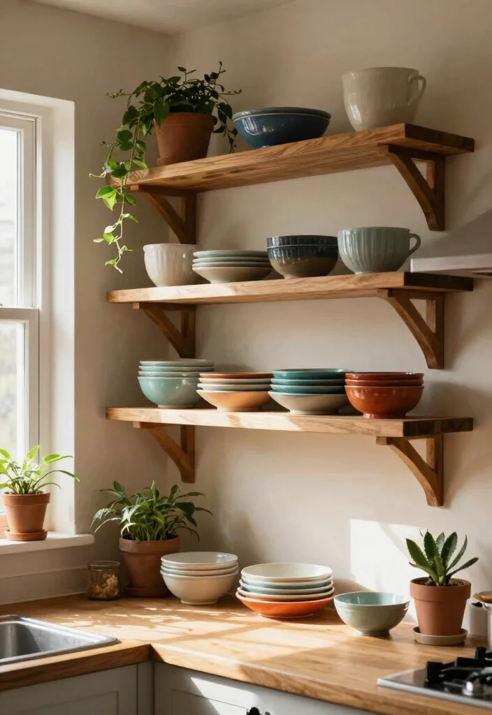 17 Open Shelf Kitchen Ideas With Airy Display 1 17 Open Shelf Kitchen Ideas With Airy Display - 1. Natural Wood Shelves 1