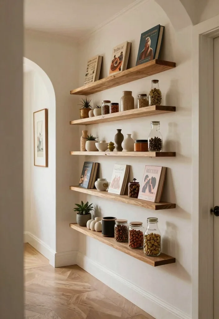 17 Open Shelf Kitchen Ideas With Airy Display 15 17 Open Shelf Kitchen Ideas With Airy Display - 15. Open Shelving for Hallways 1