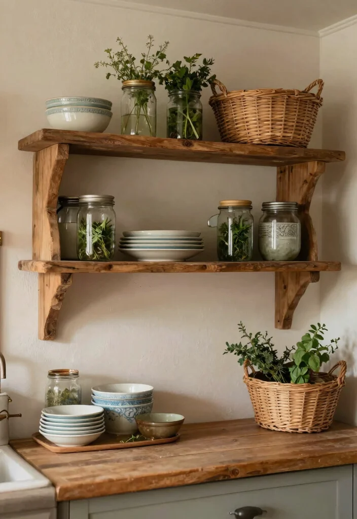 17 Open Shelf Kitchen Ideas With Airy Display 6 17 Open Shelf Kitchen Ideas With Airy Display - 6. Rustic Farmhouse Shelves 1