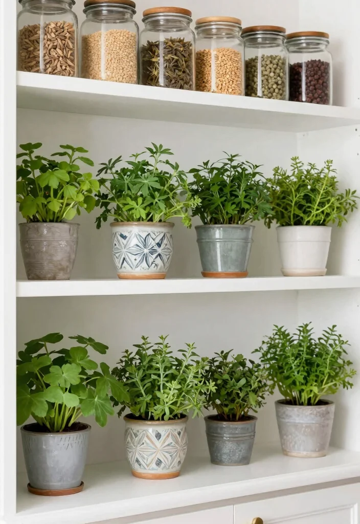 17 Open Shelf Kitchen Ideas With Airy Display 7 17 Open Shelf Kitchen Ideas With Airy Display - 7. Herbs and Greens Display 1